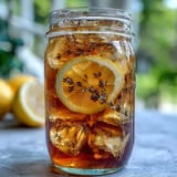 Lavender Honey Lemonade Pitcher with fresh lemon slices and lavender sprigs, a refreshing floral drink for spring.
