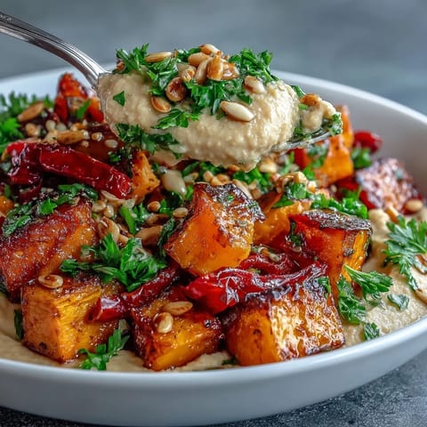 Roast Squash and Hummus Winter Salad
