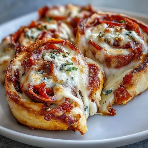 Freshly baked Tortilla Pizza Rolls plated beside a small bowl of warm marinara for dipping.