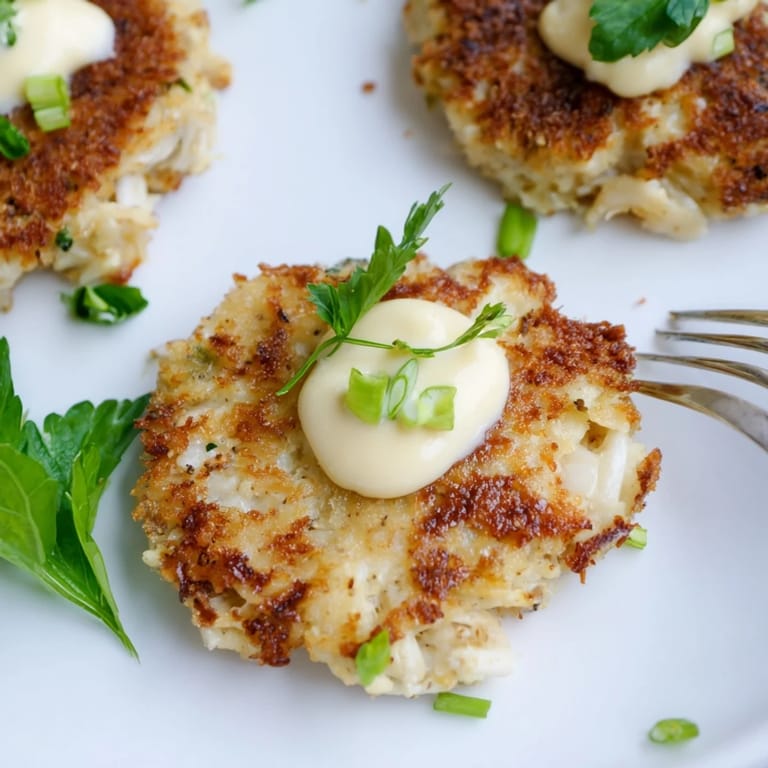 Succulent Crab Cakes with crispy panko crust, paired with coleslaw and tangy lemon aioli.