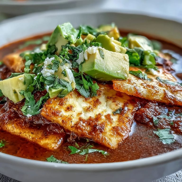 Golden fried tortilla strips float in a rich, smoky tomato-chile broth of Sopa Azteca for a hearty meal. 