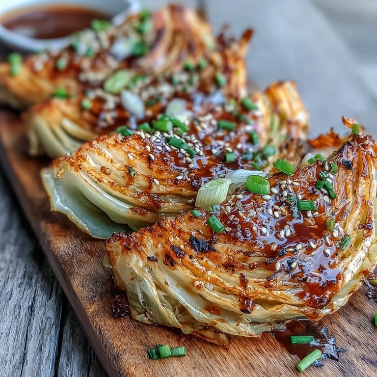 Caramelized Miso Butter Roasted Cabbage Wedges glazed with umami-rich butter ready to serve.