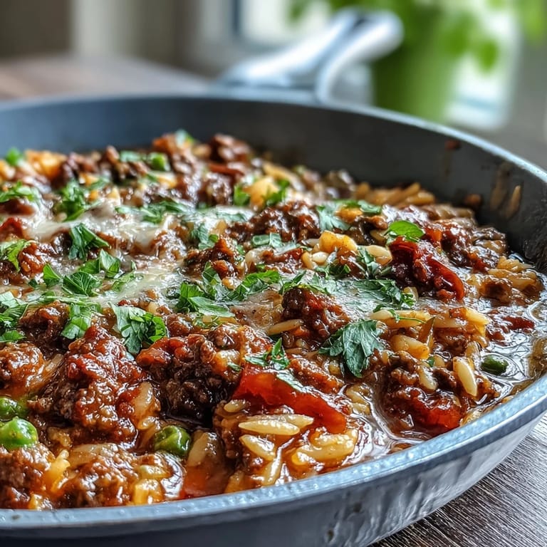 Red bell peppers and tomatoes simmer in a rich, savory broth for a hearty meal.