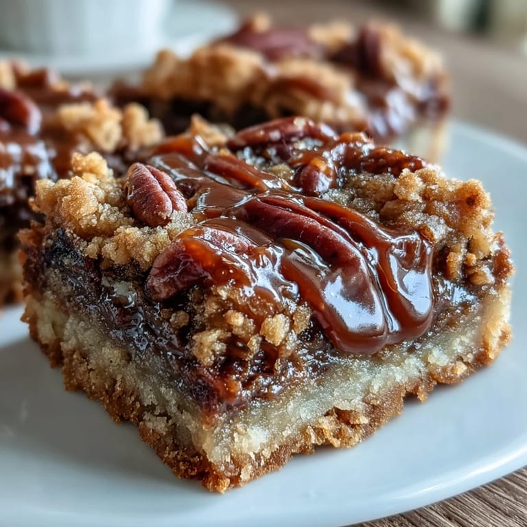 These Decadent Sweet and Chewy Turtle Bars with Chocolate and Caramel cool on a rack, ready to slice into chewy squares.