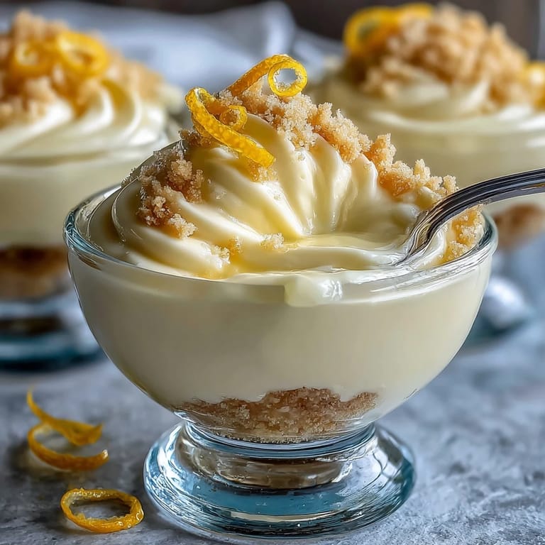 Bright, sweet lemon mousse cups artfully garnished, a delightful finale.