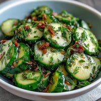 Crisp cucumber and radish slices tossed in a bright dill vinaigrette for a refreshing spring salad.  
