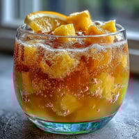 Vibrant Grad Party Punch: Mango Pineapple Sparkling Lemonade with fresh fruit.